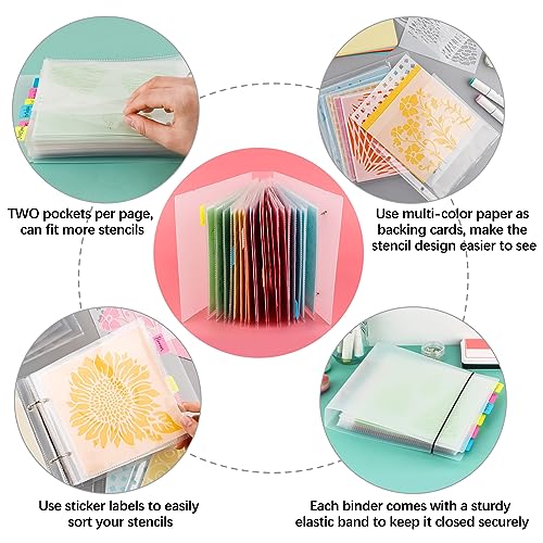Briartw Cookie Stencil Storage Binder Cover with 20 Pags Stencil Storage Pockets,2 Pockets Per Page, Fit More Stencils,Made Exclusively for Stencils,Die Cuts,Photos,Stamps Within Size 6x6