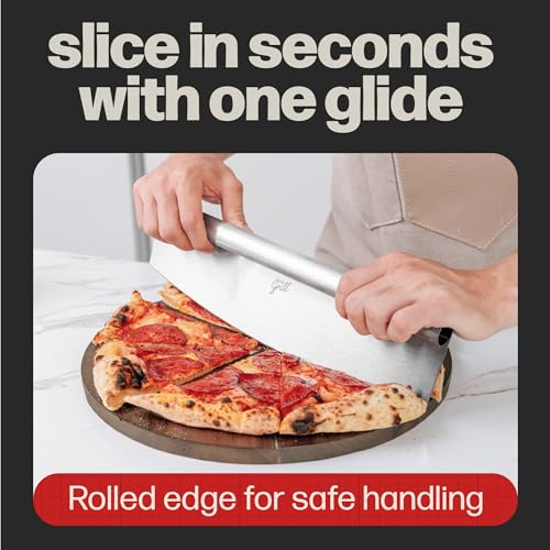 Hans Grill Pizza Cutter Rocker Blade, 14 Inch Stainless Steel