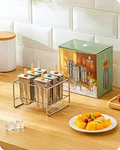 Baffect stainless steel popsicle molds, Set of 6 with Metal Holder