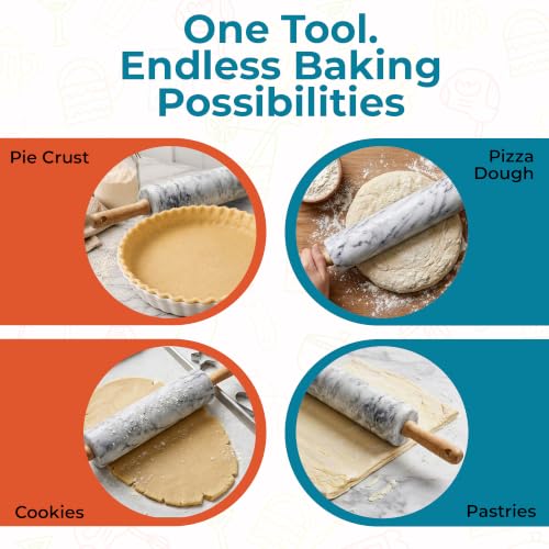 Farberware Dough Rolling Pin with Wooden Stand - Marble - color: Marble