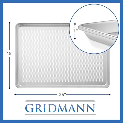 GRIDMANN 18" x 26" Commercial Grade Perforated Aluminum Baking Sheet Pan, Full Size Baking Tray - 6 Pans - size: 6 Pans - Perforated