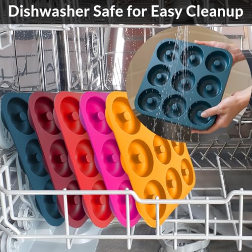 Large Silicone Donut Pan for Baking,9 Cavity Non-Stick Food Molds - color: Navy Blue