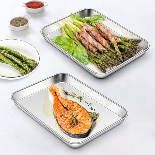 Homikit 1 Pack 10 x 8 Inches Small Stainless Steel Baking Sheet, Non Toxic - size: 10x8x1