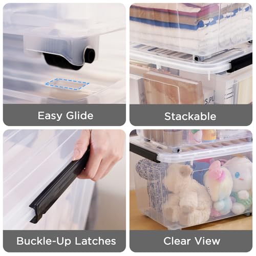 Citylife 82 Quart Large Clear Plastic Storage Bins with Lids 6-Pack - color: Clear White, size: 82 QT-6 Packs