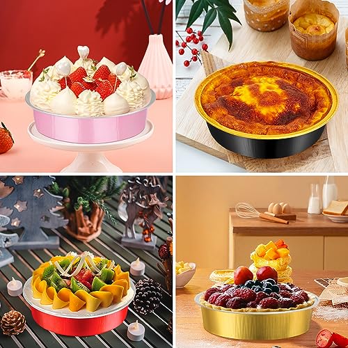 LNYZQUS 8oz Mini Pie Tins with Lids 50 Pack, 4 Inch Individual Cake Pans - color: Red