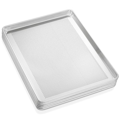 GRIDMANN 18" x 26" Commercial Grade Perforated Aluminum Baking Sheet Pan, Full Size Baking Tray - 6 Pans - size: 6 Pans - Perforated