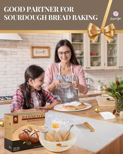 24oz Sourdough Starter Jar with 2 Banneton Bread Proofing Basket
