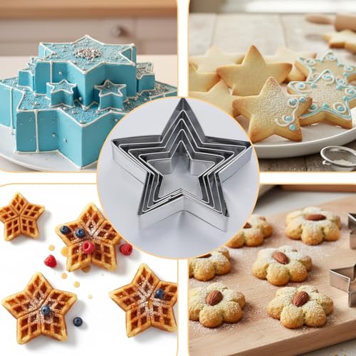 5 Pcs Star Shapes Molds, Star Cookie Cutter Set (5 Sizes)