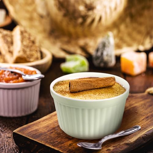 8OZ Ceramic Ramekins with Lids Set of 6 for Baking