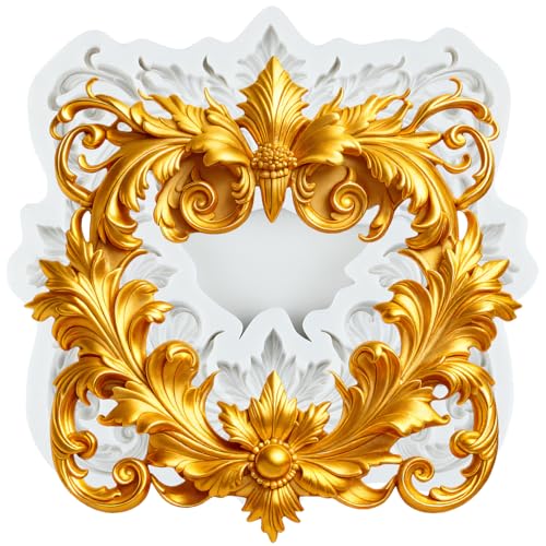 Baroque Curlicues Scroll Relief Lace Frame Silicone Fondant Molds - color: Style L