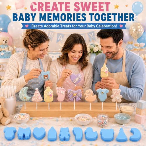 10 Pcs Baby Shower Cake Pop Molds Set with 100 Sticks - style: Baby Shower