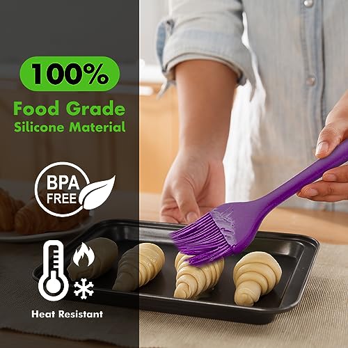 HOTEC 600°F Heat Resistant Silicone Basting &Pastry Brushes, Purple 2 - color: Purple