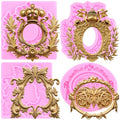 Mujiang Baroque Frame Fondant Molds Picture Frame Silicone Mold Set Of 4 - color: Style I