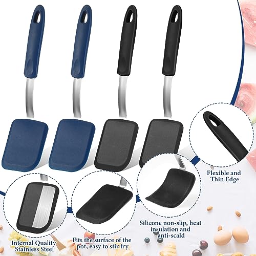 Gejoy 4 Pcs Silicone Turner Nonstick Flexible, Blue, Gray - color: Blue, Gray