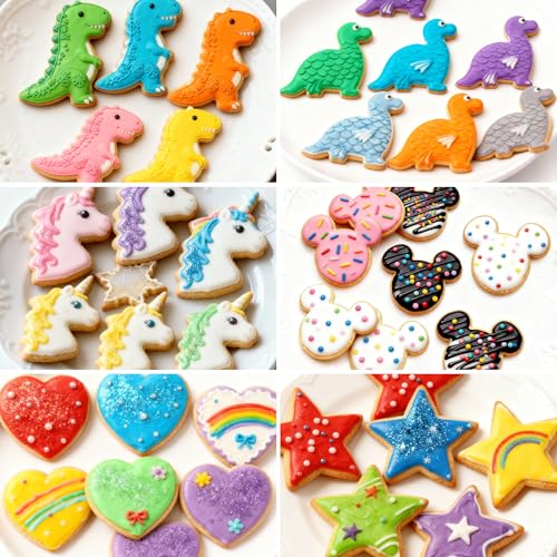 Stainless Steel Cookie Cutters, Mickey Unicorn Dinosaur Heart Star - color: 6 Pieces silver