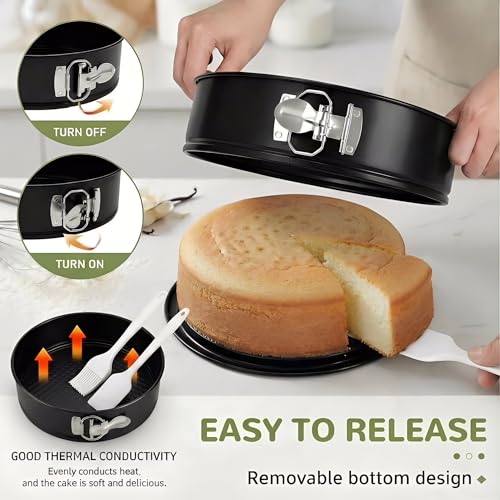 9 Inch Springform Pan with Removable Bottom，4mm thickness - size: 9inch