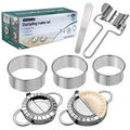 Dumpling Maker Set 7 Piece – Stainless Steel Dumpling Press Kit with Dough Cutter Rings, Empanada Mold & Filling Spoon – DIY Dumpling Maker Tool Set for Gyoza, Pierogi, Ravioli