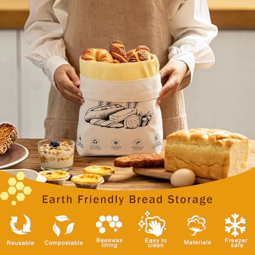 2-Pack Reusable Beeswax Bread Bags - color: Navy Bloom