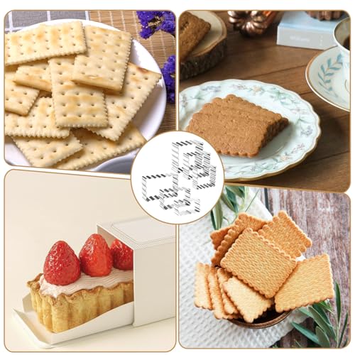 Qianyu 6 Pcs Scalloped Cookie Cutter Set Square Rectangle Biscuit Molds