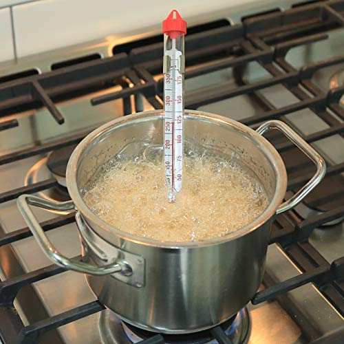 Escali AHC3 Precision Classic Candy/Deep Fry Thermometer Glass Tube Thermometer 2.0, Hands-Free with Protective Sheath Heat Resistant NSF Certified