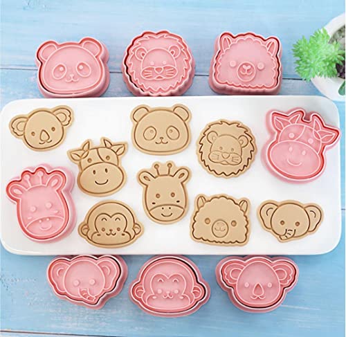 8pcs Cute Animals Cookie Cutters,Plastic Panda Cookie Stamps (Animals B) - color: Animals B