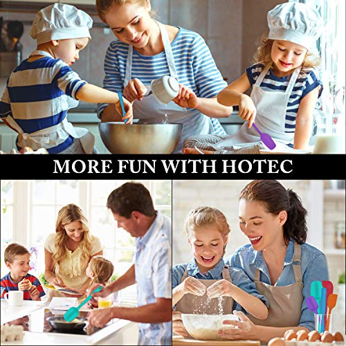 HOTEC 600℉ Heat Resistant Silicone Rubber Spatula Set,Multicolor, Set of 5 - color: Multicolor