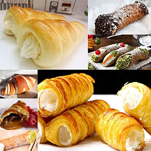 LiXiongBao 6 Pack Cannoli Tubes,Stainless Steel Cannoli Baking Mold,Forms Cream Roll Horn Mold for Danish Pastry,Cake,Croissant Shell - size: 6PCS-Diagonal Mode