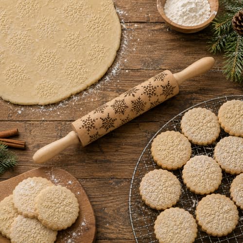 Mrs. Anderson’s Baking Embossing Rolling Pin, Snowflake Design, European Beechwood - style: Snowflake, 8-Inch