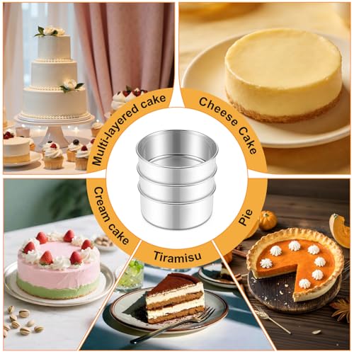 E-far 5 Inch Cake Pan Set of 3, Stainless Steel Small Round Baking Pan Tin - size: 5 Inch(Set of 3)