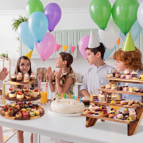 Willinglong 7 Pcs Wood Dessert Table Display Set for Wedding Baby Shower