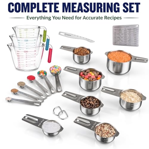 AIKEXIN Stainless Steel Measuring Cups & Spoons Set, Precision Baking Tools