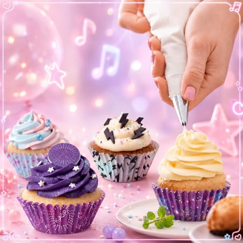 Reallnaive 300Pcs Cupcake Liners for Party Supplies, Kpop, Purple - color: Purple, style: Kpop