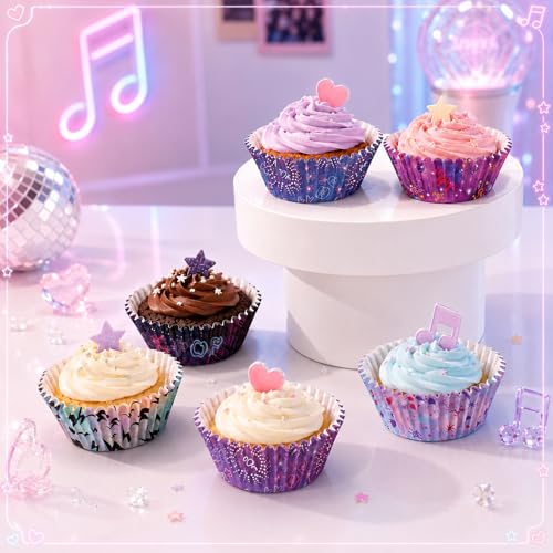 Reallnaive 300Pcs Cupcake Liners for Party Supplies, Kpop, Purple - color: Purple, style: Kpop
