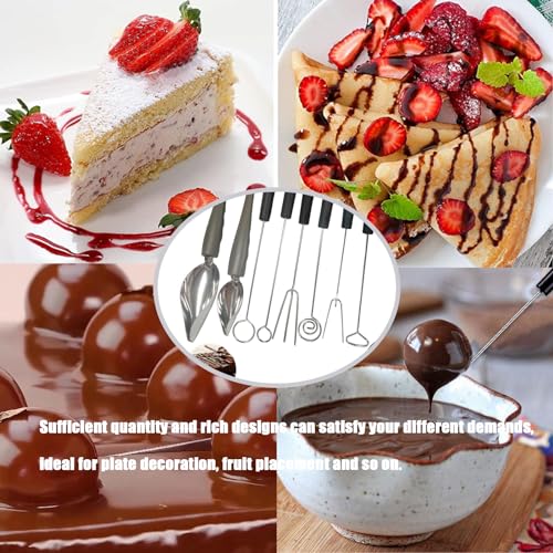 6 Chocolate Dipping Fork Spoons Set,2 Culinary Drawing Decorating Spoon Set - color: 8PCS