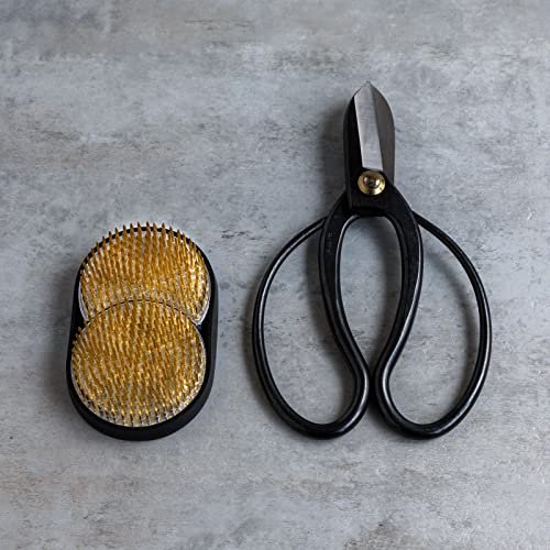 Wazakura Ikebana Tool Kit, Koryu Scissors and Sun and Moon Kenzan