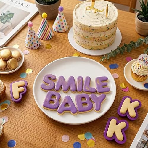 42 Pcs Letter And Number Cookie Cutters,with Dough Alphabet,Numbers,Mathematical Symbols,Fondant Letter Cutters for Birthday, Christmas, New Year and Holiday Party Decorations (42Pcs)