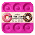Large Silicone Donut Pan for Baking,9 Cavity Non-Stick Food Molds - color: Hot Pink