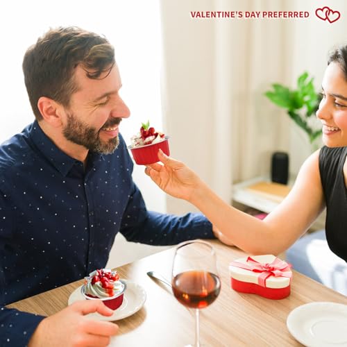Valentine's Day 50Pcs Mini Aluminum Foil Cupcake,5oz Baking Cups with Lid - color: Red