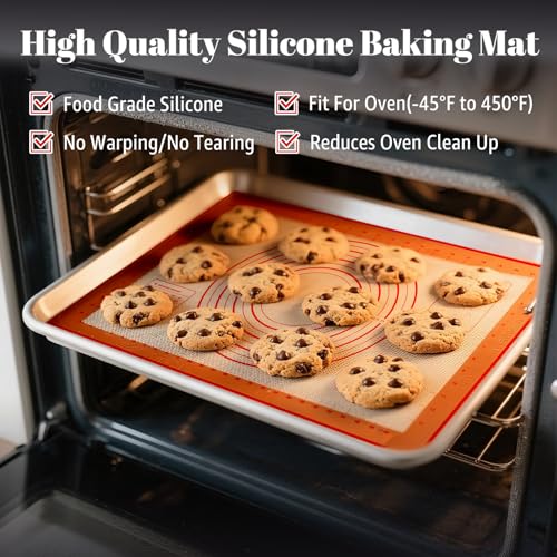 Silicone Baking Mat Dough Mat Non-Slip and Reusable Light Red