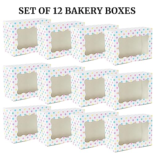 Polka Dot Cookie Boxes - 12 Pack - Pastel Bakery Gift Box with Window - color: Pastel Polka Dots