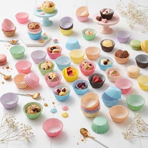 600 Pcs Mini Muffin Liners 1Inch Cupcake Liners for Baking (12 Colors)