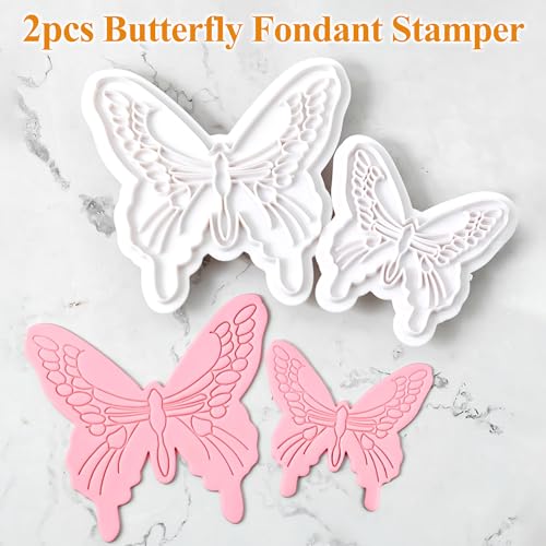 KALAIEN 2pcs Butterfly Sugarcraft Cookie Cutters