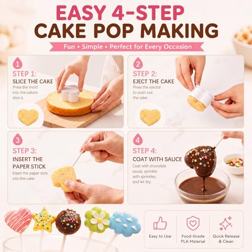 10 Pcs Cake Pop Molds Set with 100 Sticks - style: Classic Style