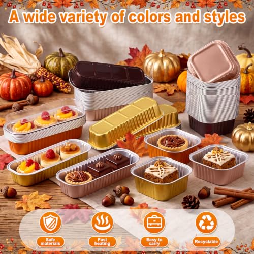LemonRoad 120 Sets Fall Colors Mini Loaf Pan with Lids and Spoons - color: Fall Colors