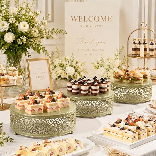 3Pcs Metal Food Risers, Buffet Table Display Stand - color: Gold, size: 3P-Round(8IN to 12 IN)