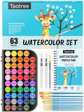 Taotree 48 Watercolor Paint Set with 10 Paint Brushes and Watercolor Book - color: 63 Multicolor