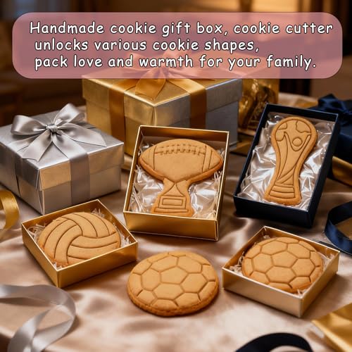 8 Pcs Sports Ball Cookie Cutters with Plunger Set 3D Soccer Cookie Stamps - color: Ball Cookie Cookie
