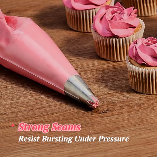 Disposable Piping Bags, 16 Inch Cake Decorating Bags, Anti-Burst Pastry Bags for Cakes and Cookies, Pack of 56 - size: 16 inch