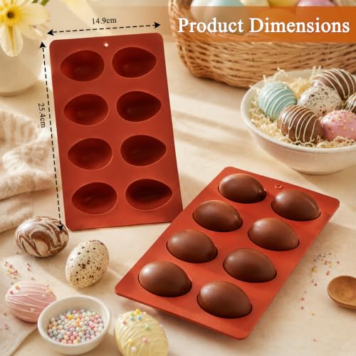 8-Cavity Easter Egg Shape Silicone Molds, 2Pcs Non-Stick Silicone Egg Mold