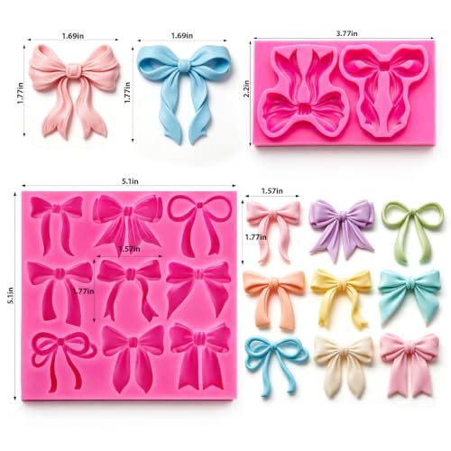 Bow Chocolate Silicone Molds, 11 Cavities Bowknot Coquette Fondant Mold - style: Bow-11 Cavities